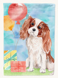 Hand-illustrated Blenheim Cavalier Spaniel Happy Birthday Garden Flag