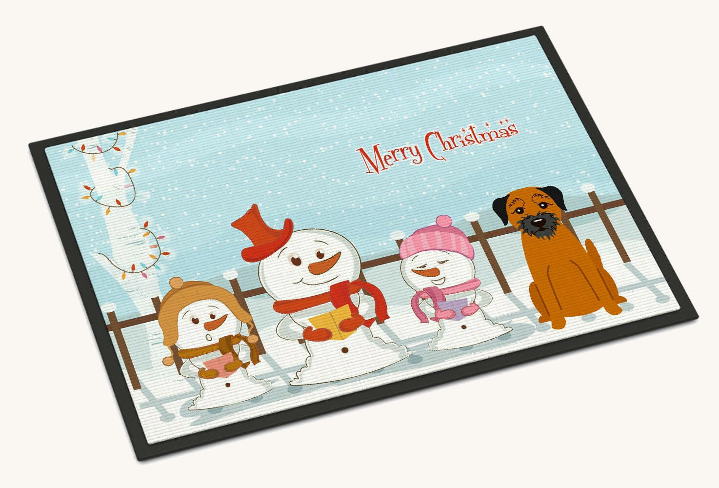Hand-illustrated Border Terrier Christmas Carolers Doormat