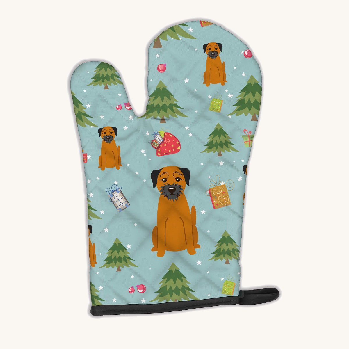 Hand-illustrated Border Terrier Christmas Oven Mitt