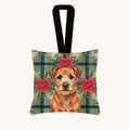 Hand-illustrated Border Terrier Christmas Poinsettias Fabric Ornament