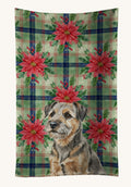 Hand-illustrated Border Terrier Christmas Poinsettias Kitchen Towel