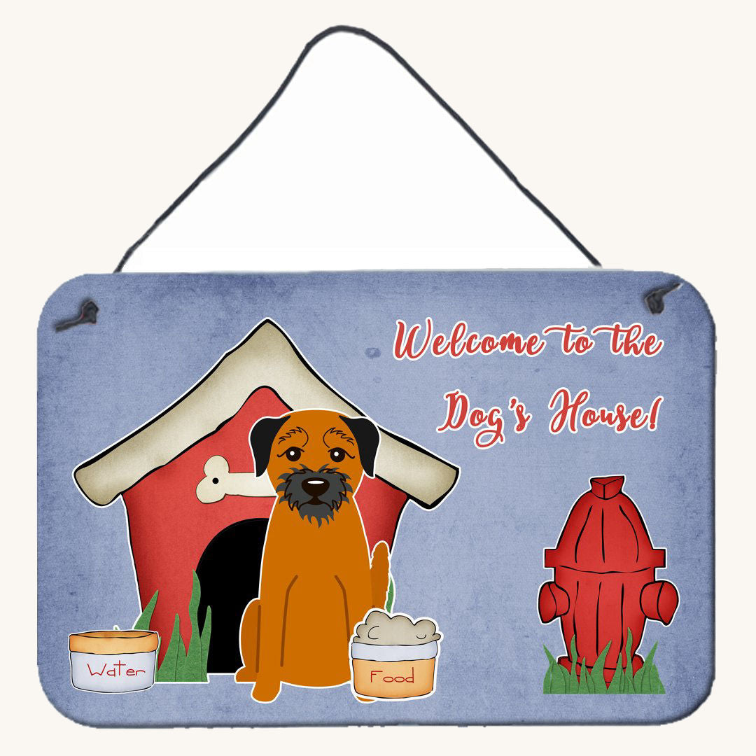 Hand-illustrated Border Terrier Dog House Aluminum Sign