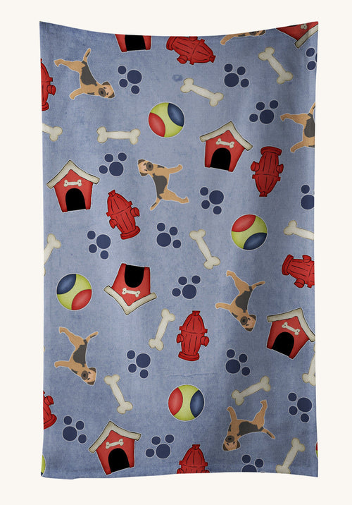 Hand-illustrated Border Terrier Dog House Kitchen Towel