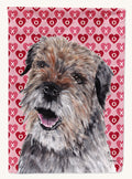 Hand-illustrated Border Terrier Hearts and Love House Flag