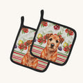 Hand-illustrated Border Terrier Vegetables Pot Holder Pair