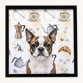 Hand-illustrated Boston Terrier Coffee Bar Framed Metal Print