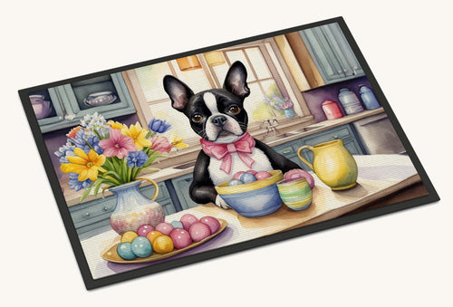 Hand-illustrated Boston Terrier Easter Doormat