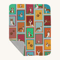 Hand-illustrated Boston Terrier Lots of Red Quilted Throw Blanket