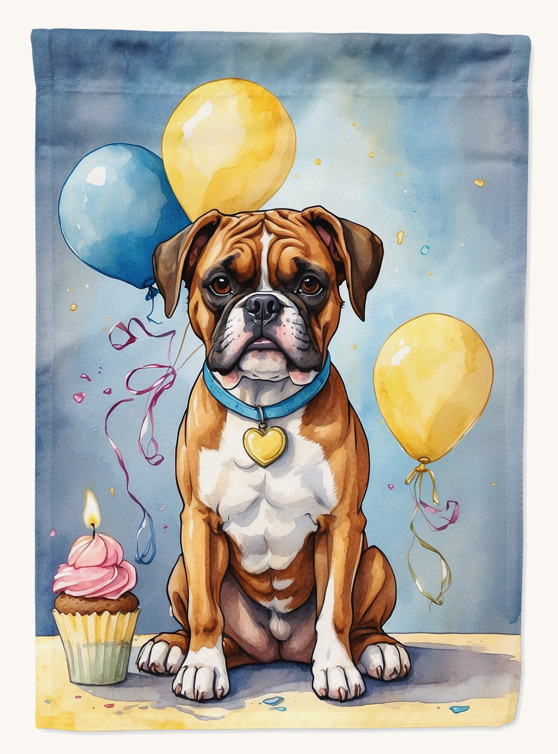 Hand-illustrated Boxer Happy Birthday House Flag