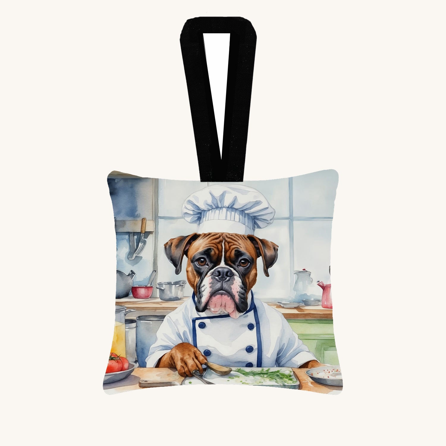 Hand-illustrated Boxer The Chef Mini Hanging Ornament
