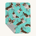 Hand-illustrated Brindle Cardigan Corgi Quilted Throw Blanket