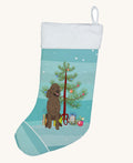 Hand-illustrated Brown Poodle Christmas Stocking