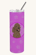 Hand-illustrated Brown Poodle Pink Insulated Tumbler