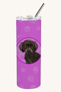 Hand-illustrated Brown Poodle Pink Skinny Tumbler