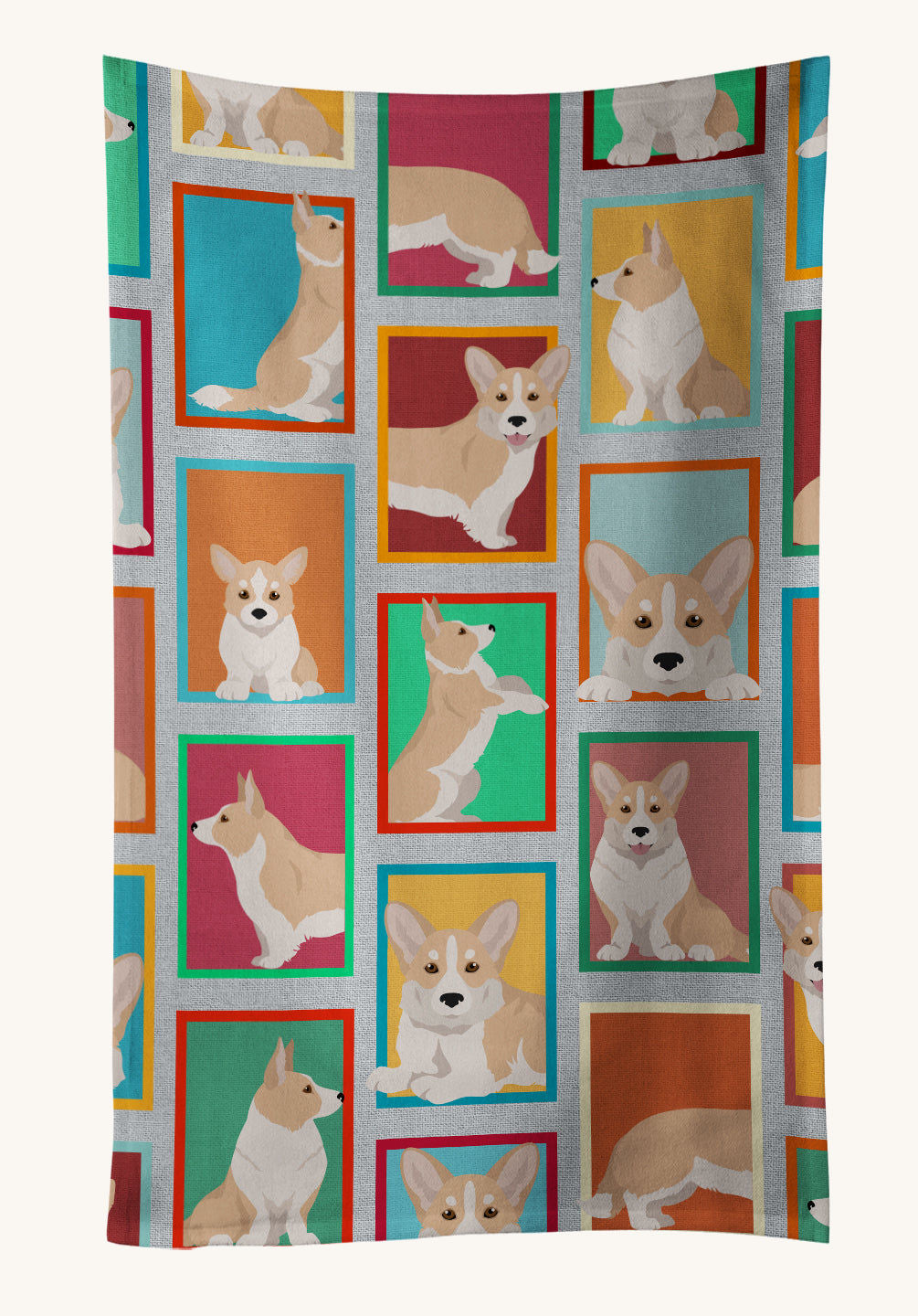 Hand-illustrated Cardigan Welsh Corgi Garden Veggies Kitchen Towel