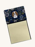 Hand-illustrated Cavalier Spaniel Blue Flowers Sticky Note Holder