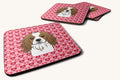 Hand-illustrated Cavalier Spaniel Hearts Foam Coaster Set