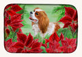 Hand-illustrated Cavalier Spaniel Poinsettia Dish Drying Mat