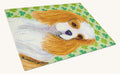 Hand-illustrated Cavalier Spaniel Shamrock Portrait Glass Cutting Board