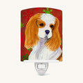 Hand-illustrated Cavalier Spaniel Snowflakes Holiday Ceramic Night Light