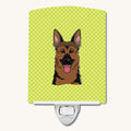 Hand-illustrated Checkerboard Lime Green German Shepherd Night Light