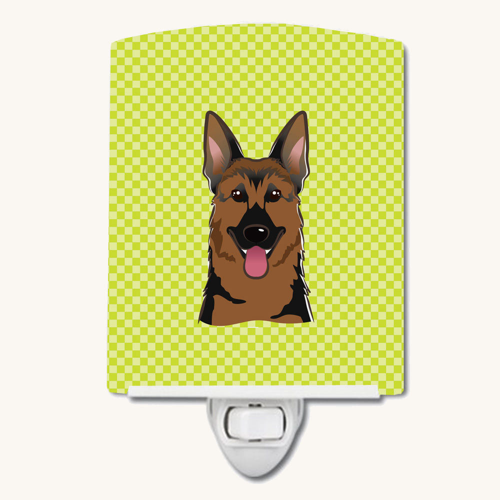 Hand-illustrated Checkerboard Lime Green German Shepherd Night Light