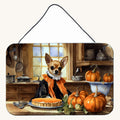 Hand-illustrated Chihuahua Fall Pumpkins Aluminum Sign
