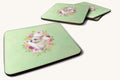 Hand-illustrated Chihuahua Green Flowers Foam Coaster Set