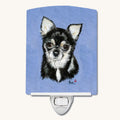 Hand-illustrated Chihuahua in Blue Ceramic Night Light
