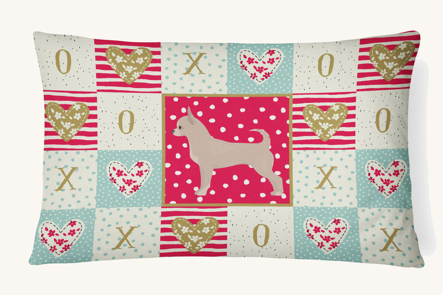 Hand-illustrated Chihuahua Love Canvas Throw Pillow