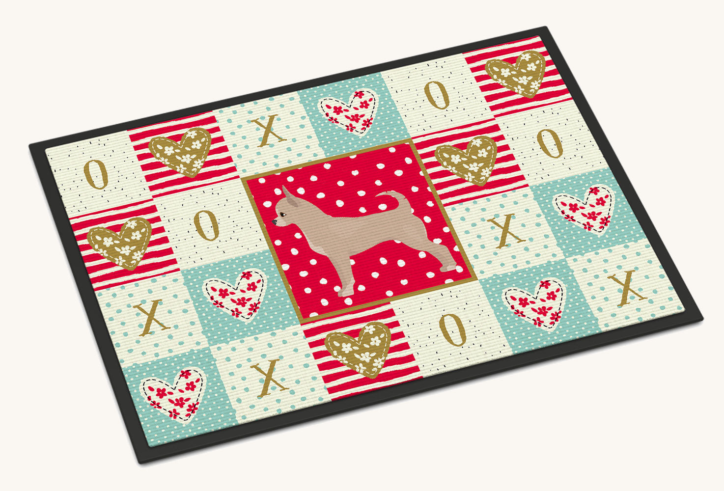 Hand-illustrated Chihuahua Love Red Doormat