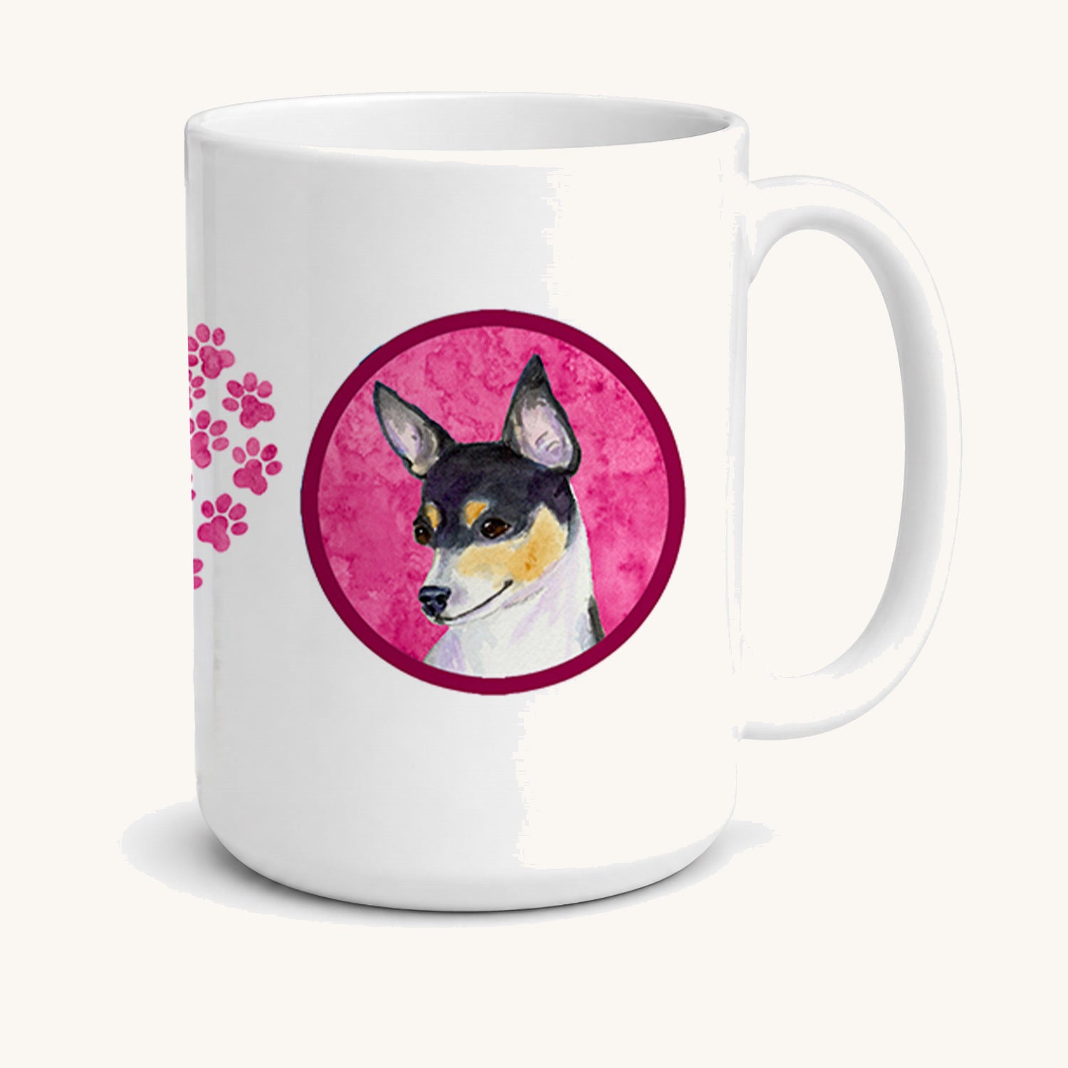 Hand-illustrated Chihuahua Pink Portrait Ceramic Coffee Mug