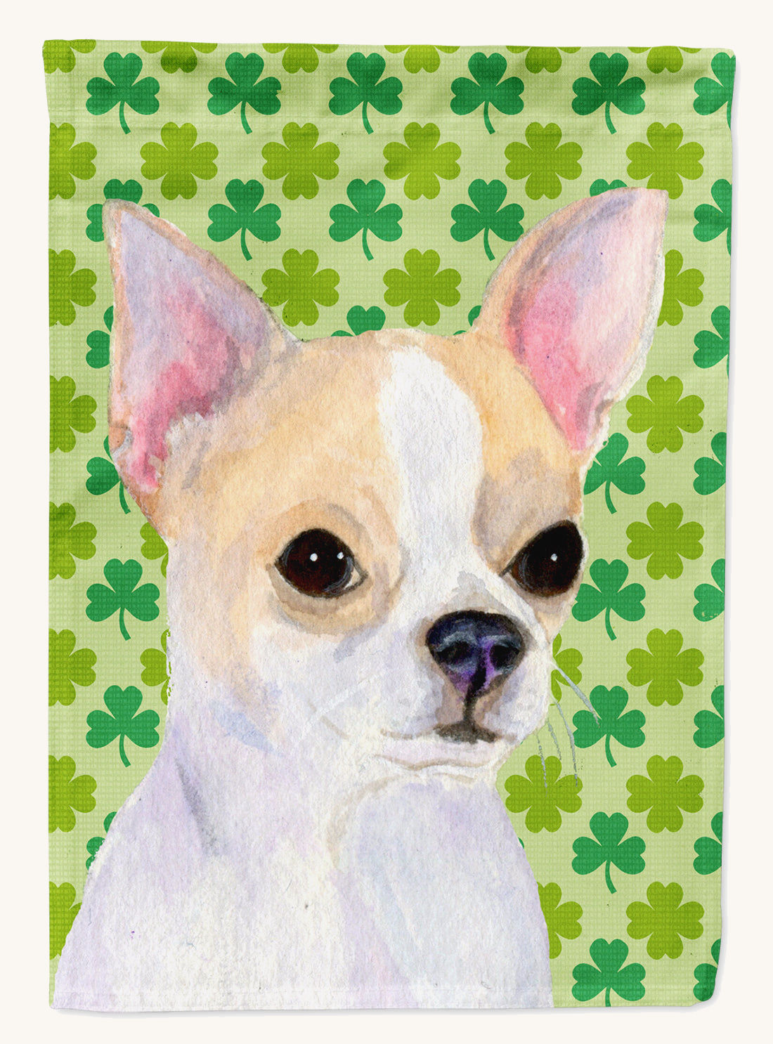 Hand-illustrated Chihuahua Shamrock St. Patrick's Day Canvas Wall Art