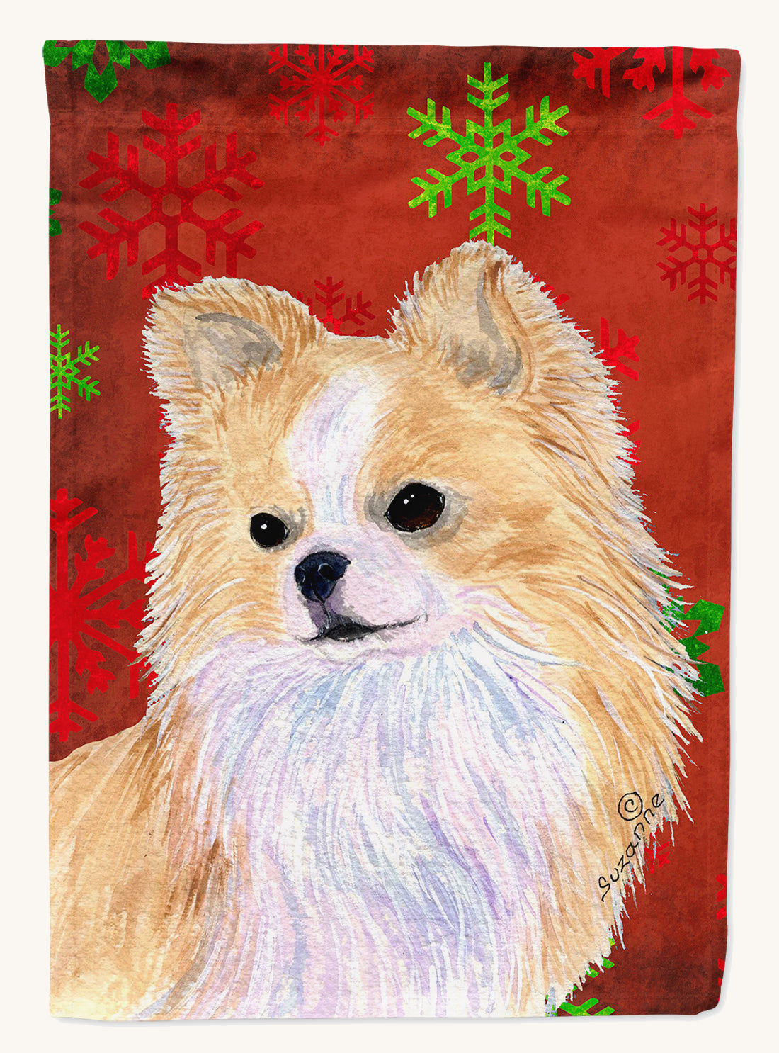 Hand-illustrated Chihuahua Snowflakes Christmas Garden Flag