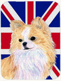 Hand-illustrated Chihuahua Union Jack Glass Cutting Board
