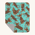Hand-illustrated Chocolate Chihuahua Quilted Throw Blanket