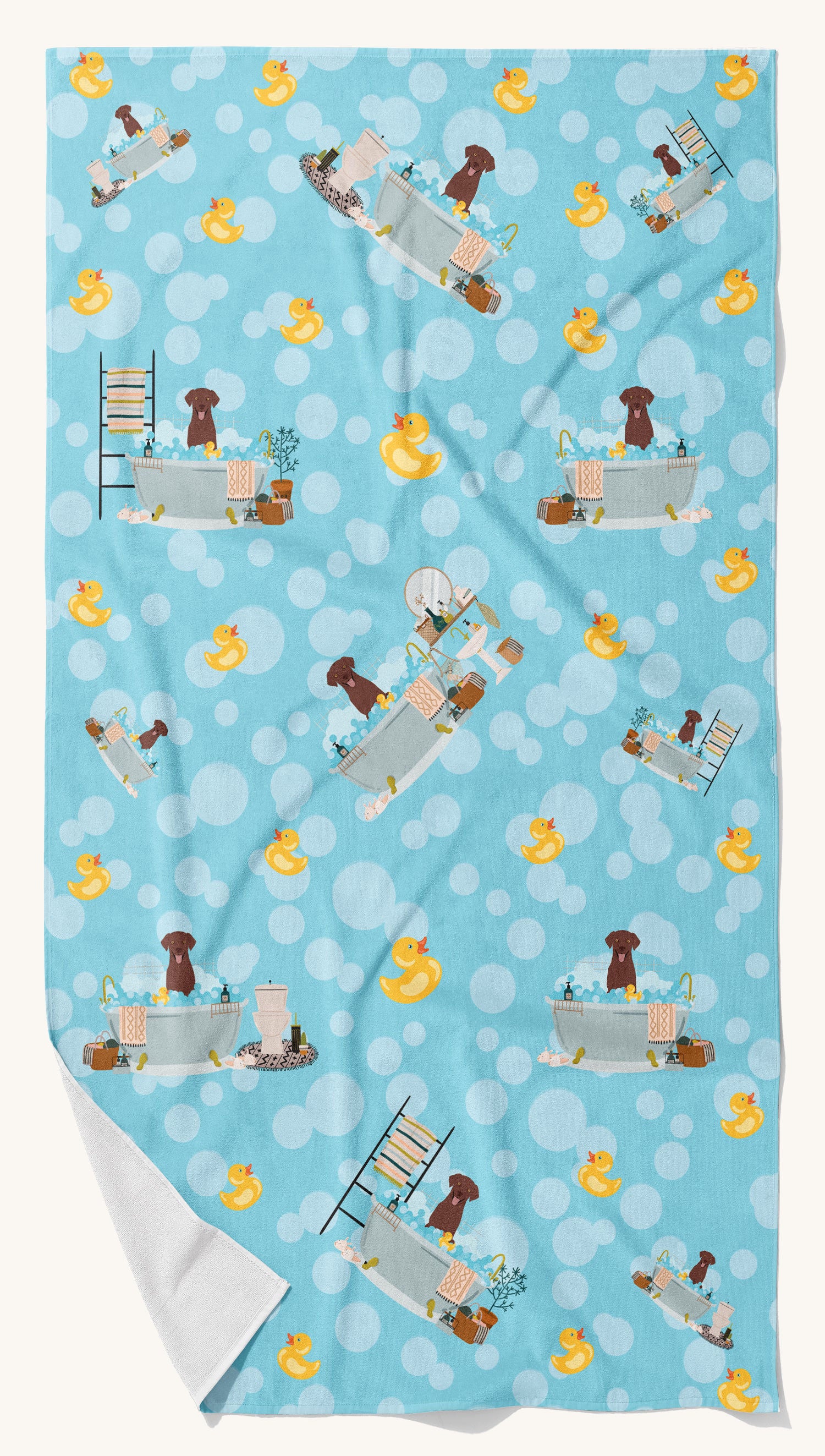Hand-illustrated Chocolate Labrador Bath Towel