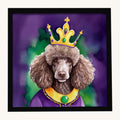 Hand-illustrated Chocolate Poodle King of Mardi Gras Metal Print