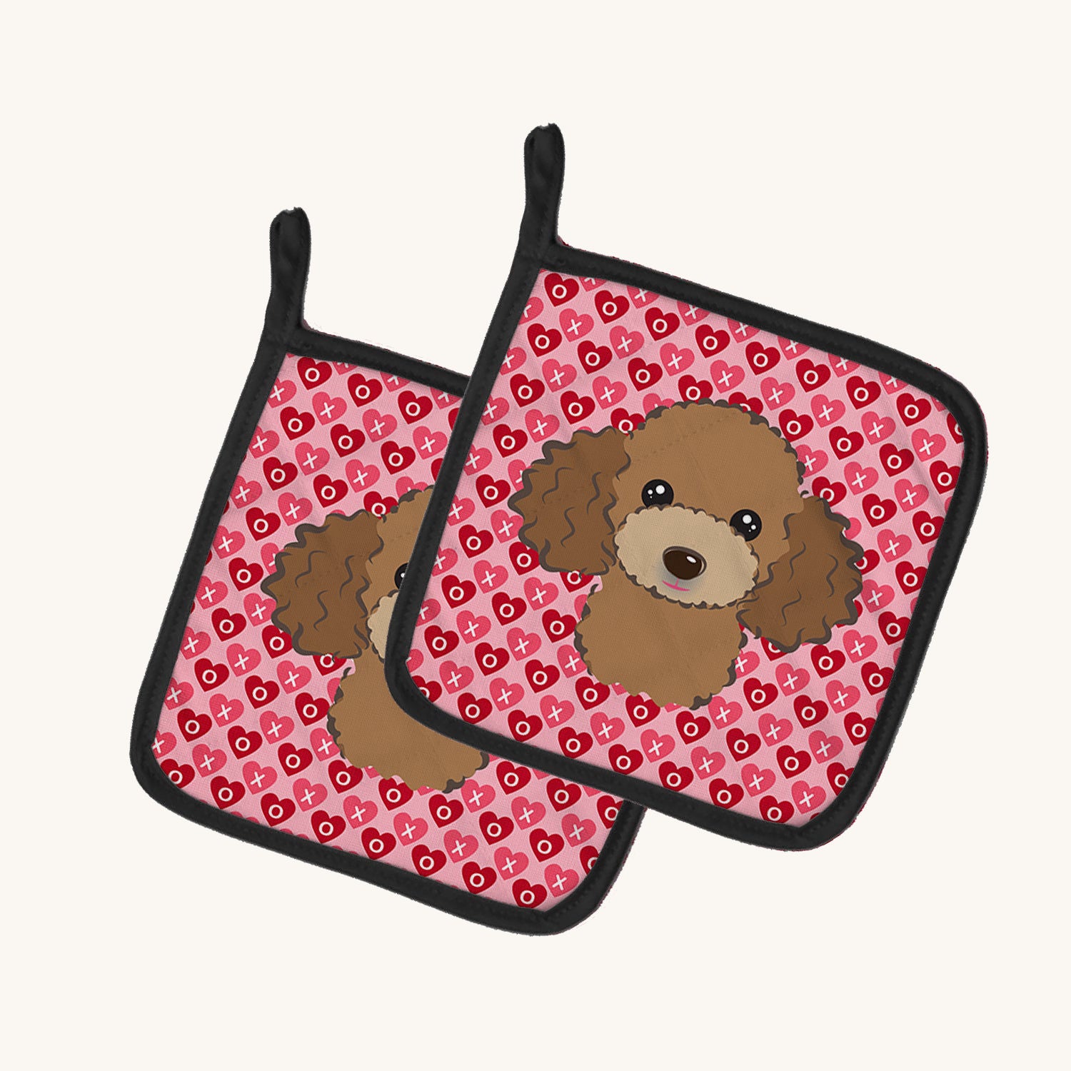 Hand-illustrated Chocolate Poodle Pot Holders