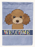 Hand-illustrated Chocolate Poodle Welcome Garden Flag