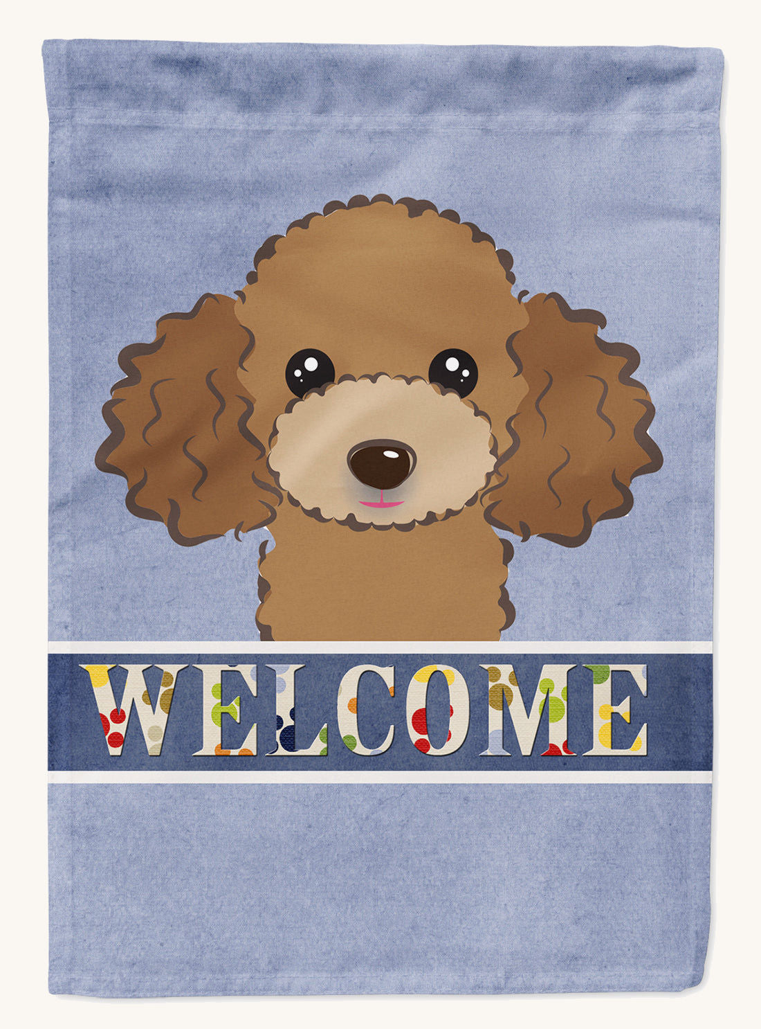 Hand-illustrated Chocolate Poodle Welcome Garden Flag