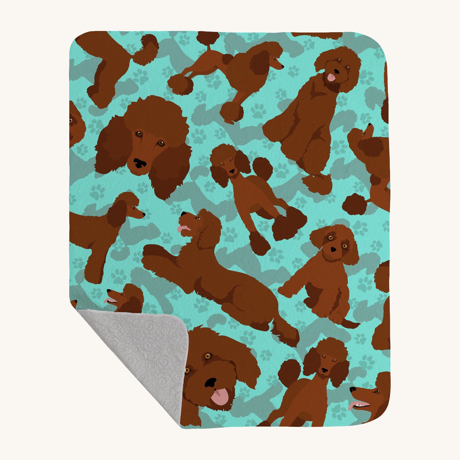 Hand-illustrated Standard Poodle Quilted Throw Blanket
