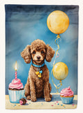 Hand-illustrated Chocolate Toy Poodle Happy Birthday House Flag