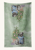 Hand-illustrated Christmas Black Pug Kitchen Towel
