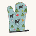 Hand-illustrated Christmas Longhair Black Chihuahua Oven Mitt