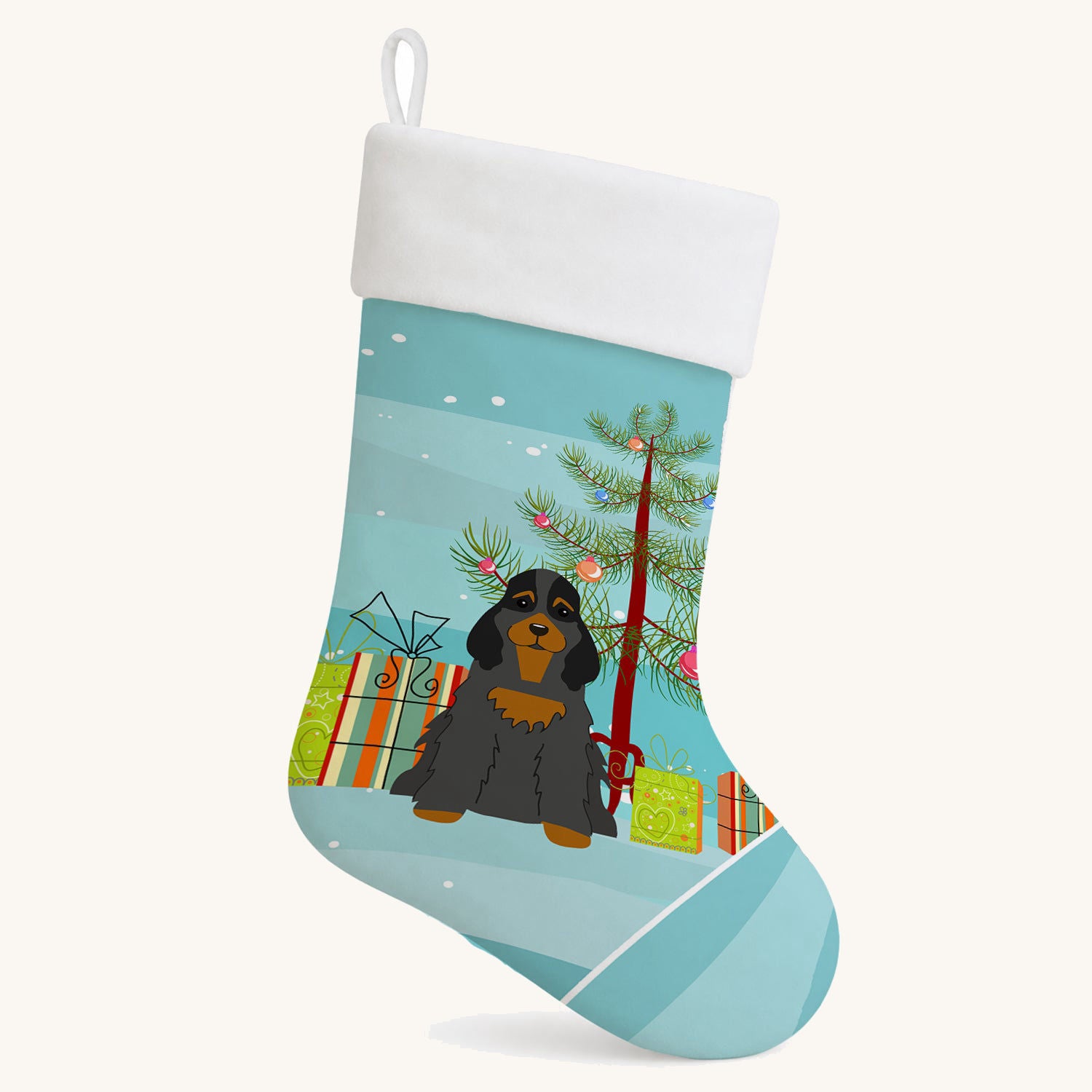 Hand-illustrated Cocker Spaniel Christmas Tree Stocking