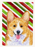 Hand-illustrated Corgi Candy Cane Christmas Canvas Wall Art