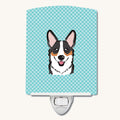 Hand-illustrated Corgi Checkerboard Ceramic Night Light