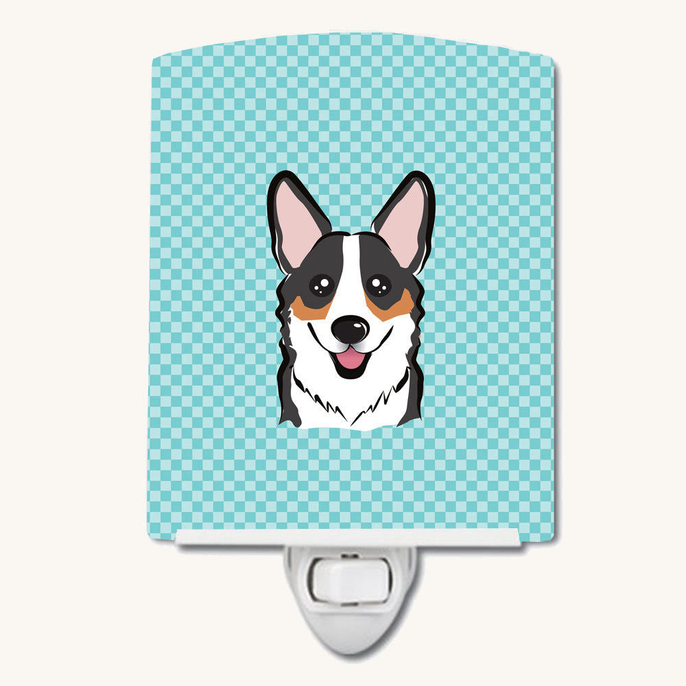 Hand-illustrated Corgi Checkerboard Ceramic Night Light