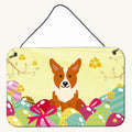 Hand-illustrated Corgi Easter Eggs Aluminum Sign